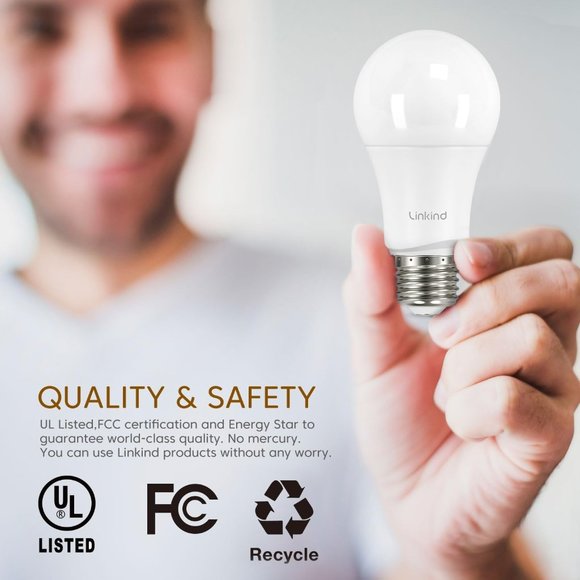 Linkind Dimmable A19 LED Light Bulbs, 100W Equivalent, E26 Base, 5000K Daylight, - Picture 7 of 7